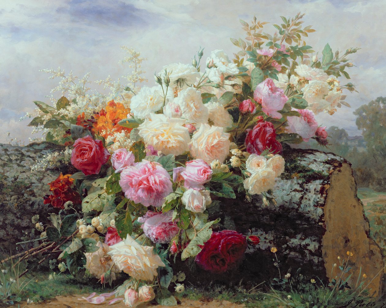Stilleven met bloemen door Jean Baptiste Robie