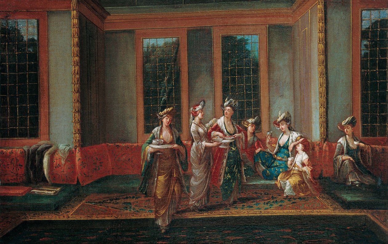 Vrouwen die Koffie Drinken door Jean Baptiste Vanmour
