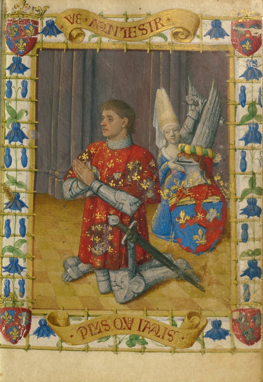 Simon de Varie Knielend in Gebed door Jean Fouquet