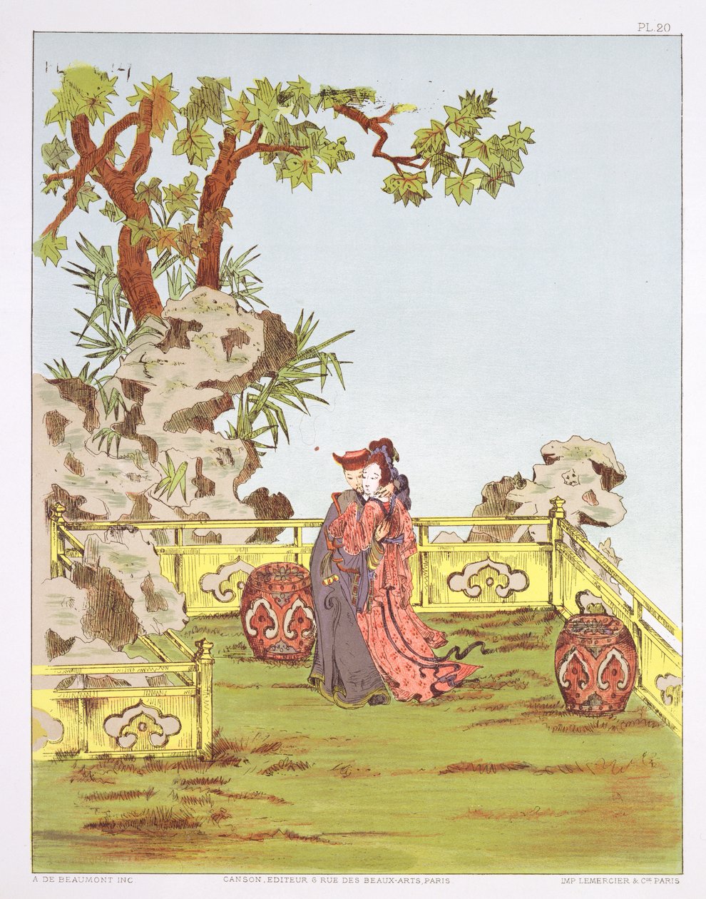 Koppel in een Chinese tuin, uit 
