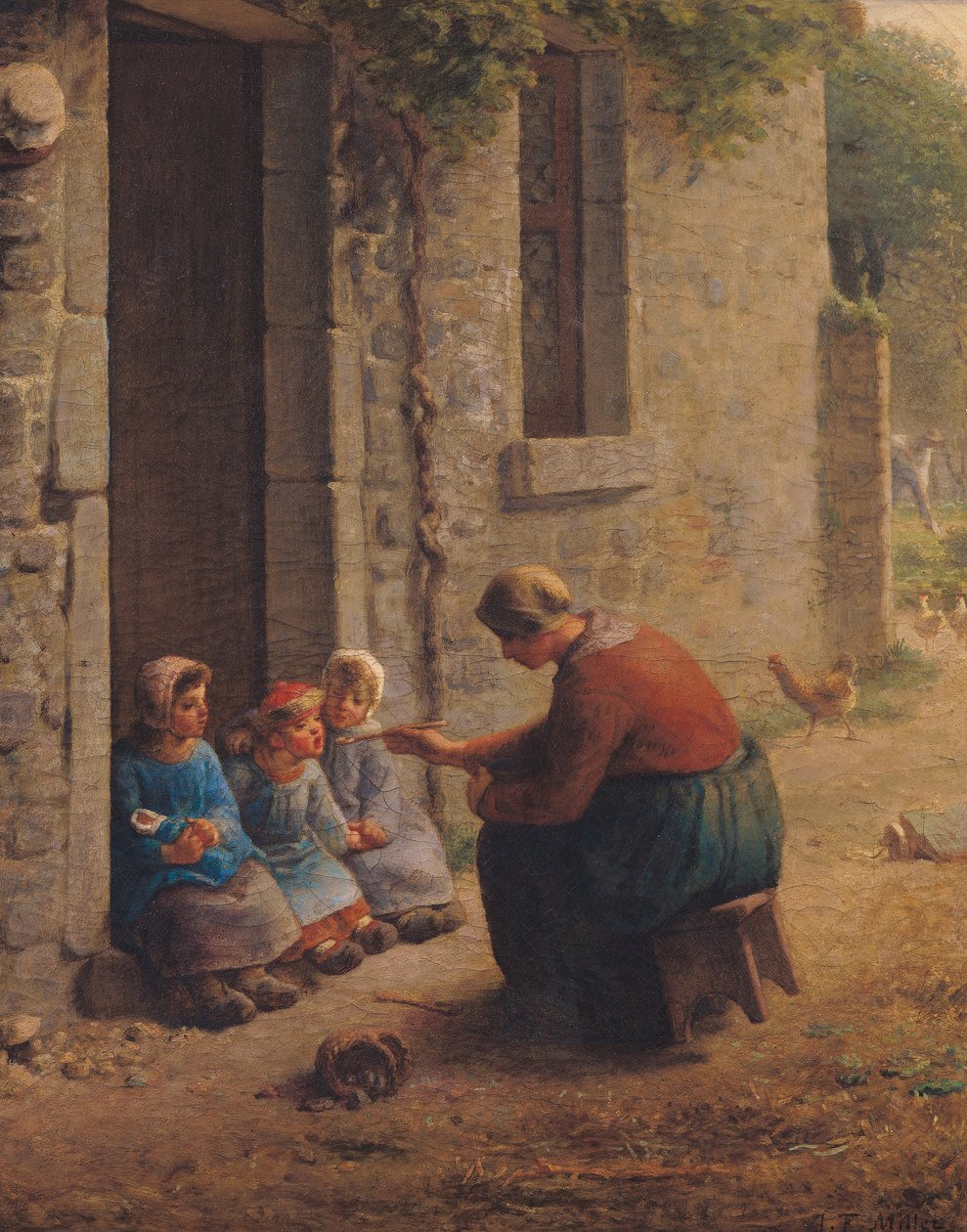 Het Voeden van de Jongeren, 1850 door Jean Francois Millet