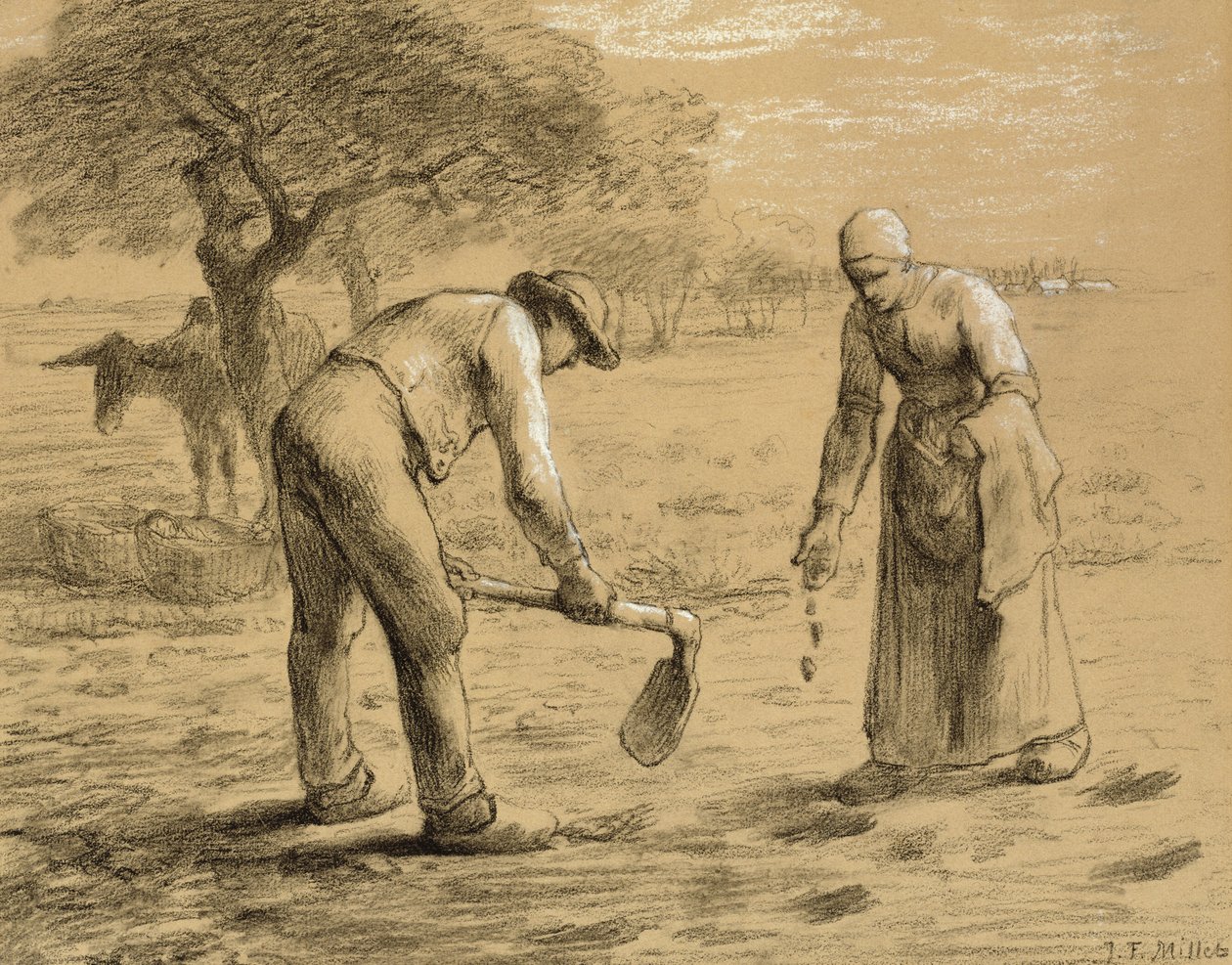 Boeren planten aardappelen door Jean Francois Millet