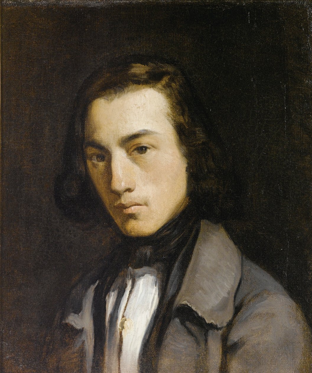 Portret van een jonge man door Jean Francois Millet