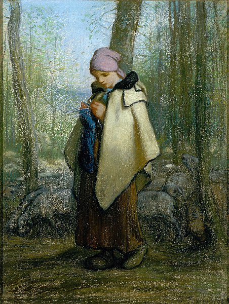 De breiende herderin door Jean Francois Millet