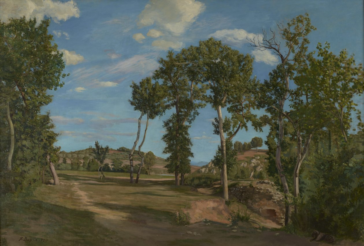 Landschap bij de Lez-rivier, 1870 door Jean Frederic Bazille