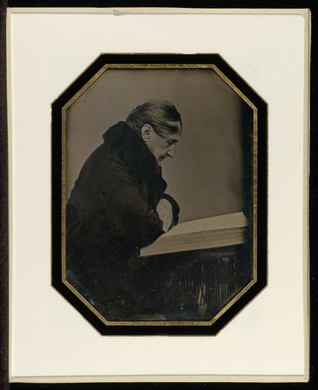 Zelfportret met een folio volume door Jean Gabriel Eynard