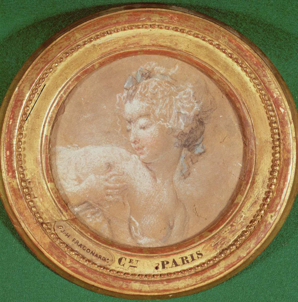 Jong meisje knijpt in haar borst door Jean Honore Fragonard