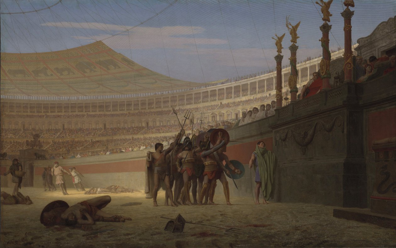 Ave Caesar! Morituri te salutant (Heil Caesar! Wij die op het punt staan te sterven groeten u), 1859 door Jean Leon Gerome