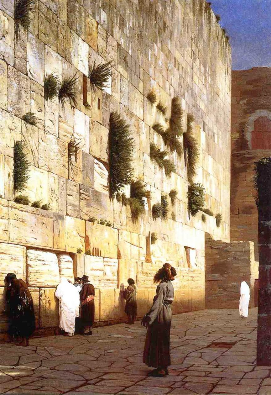 De Klaagmuur, Jeruzalem, 1869 door Jean Leon Gerome