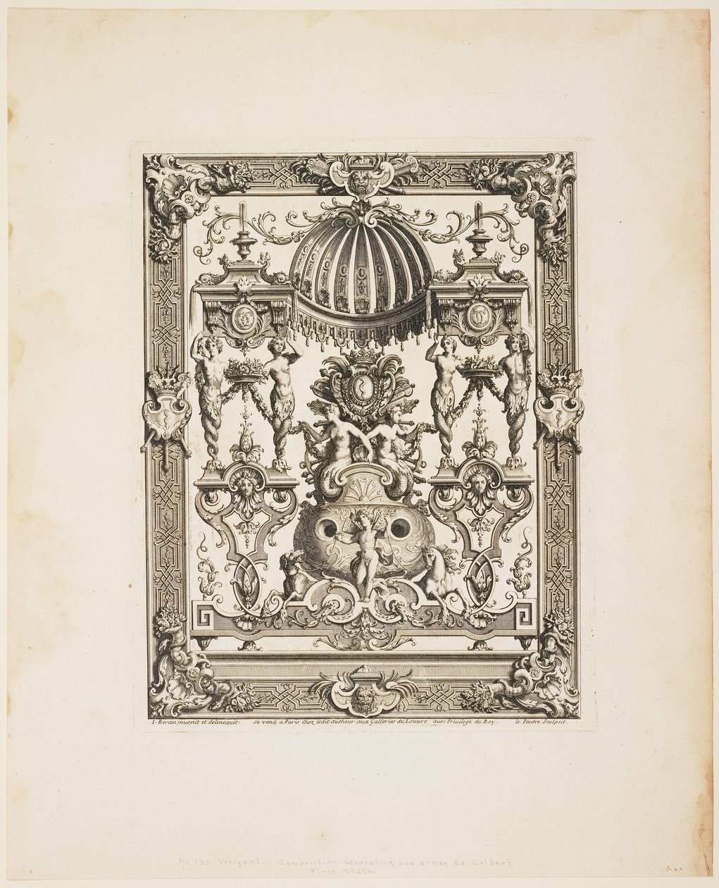 Decoratief paneel nr. 190: Armes de Colbert, uit Panneaux, ca. 1670-1680 door Jean Lepautre