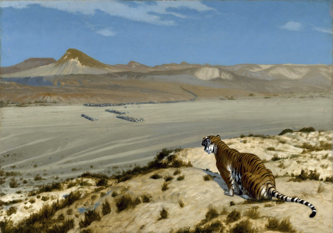 Tijger op de uitkijk door Jean Leon Gerome