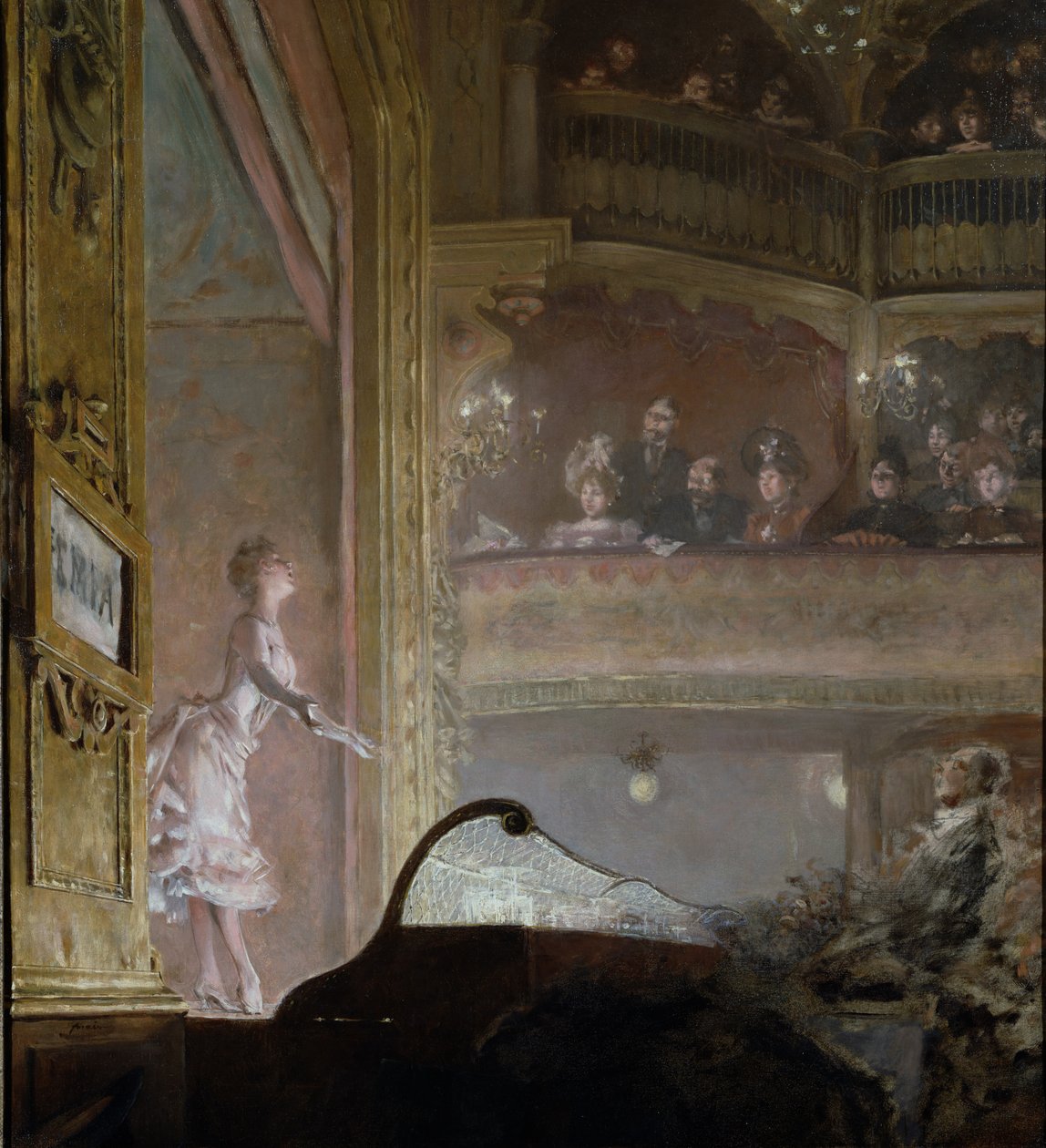 De zanger in roze, ca.1895 door Jean Louis Forain