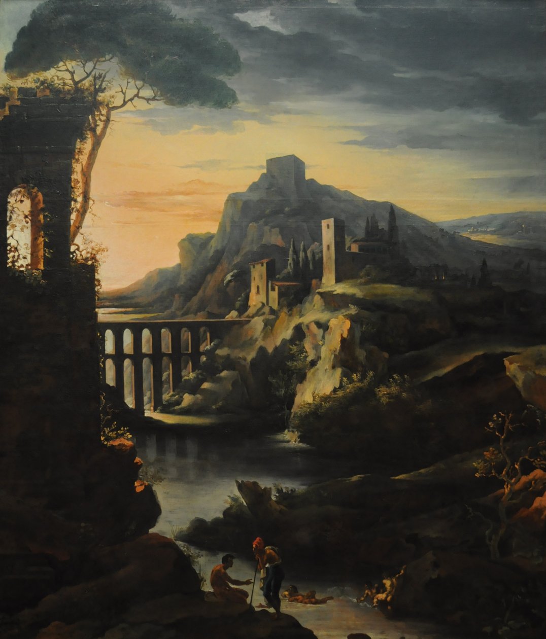 Avondlandschap met een aquaduct door Theodore Gericault