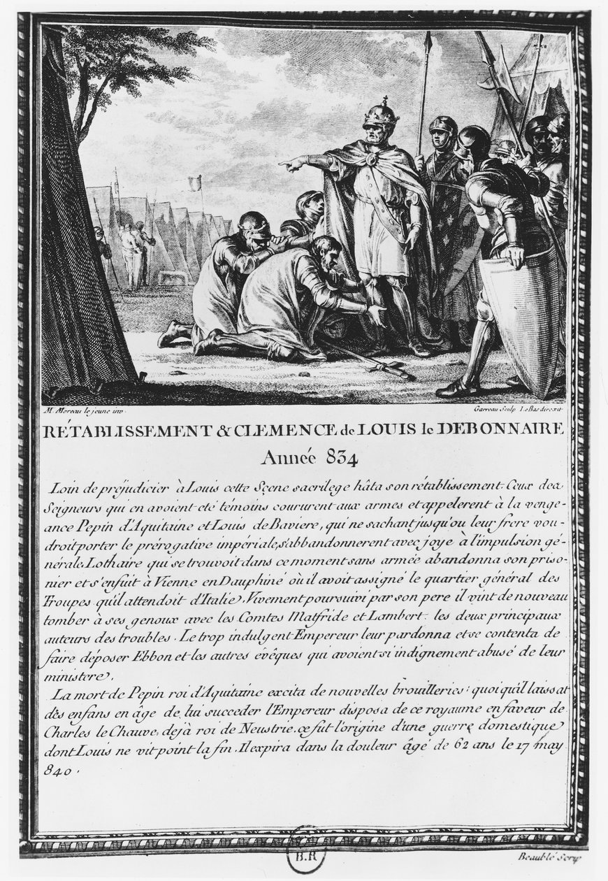 Lodewijk I, de Vrome of de Zachtaardige door Jean Michel the Younger Moreau