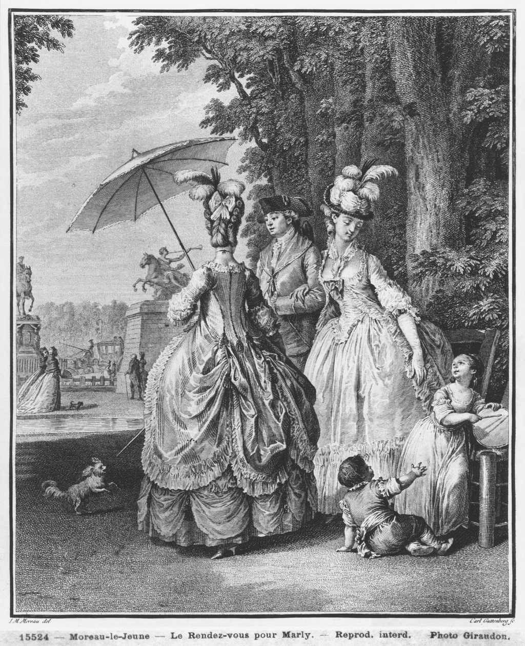 De ontmoeting voor Marly, gegraveerd door Carl Guttenberg, c.1777 door Jean Michel the Younger Moreau