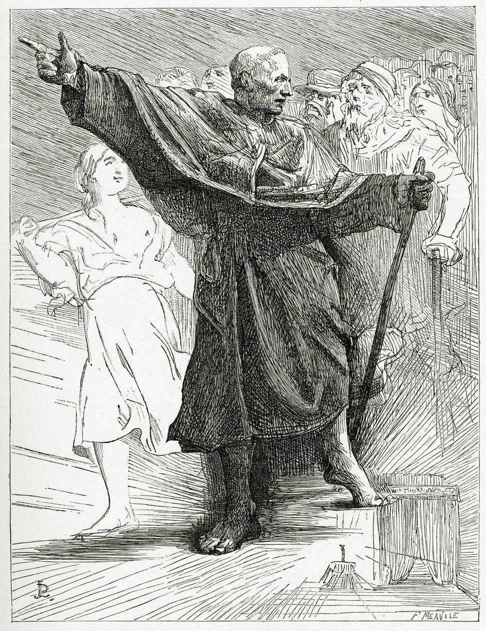 De Paus, 19e eeuw (bw gravure) door Jean Paul Laurens