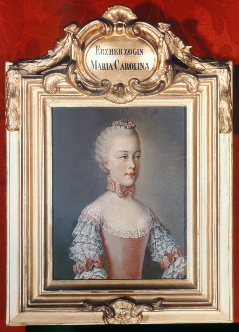 Aartshertogin Maria Caroline van Oostenrijk (1752-1814) dochter van Keizer Frans I (1708-65) en Keizerin Maria Theresia van Oostenrijk (1717-80) 1762 door Jean Étienne Liotard