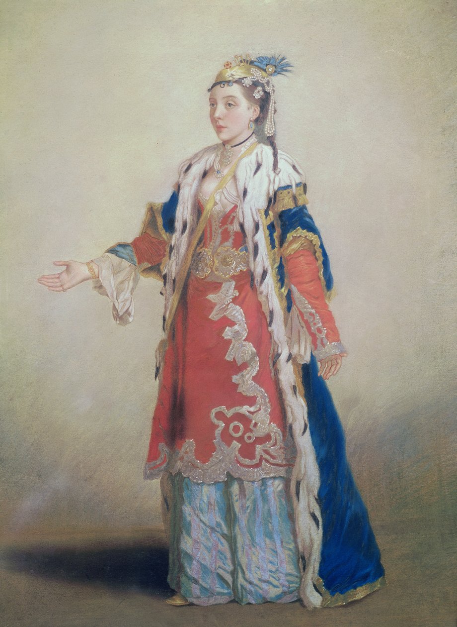 Frankische vrouw uit Pera, Constantinopel, 1738-43 door Jean Étienne Liotard