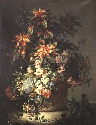 Rozen, winde, klaprozen, kamperfoelie en andere bloemen door Jean Baptiste Monnoyer