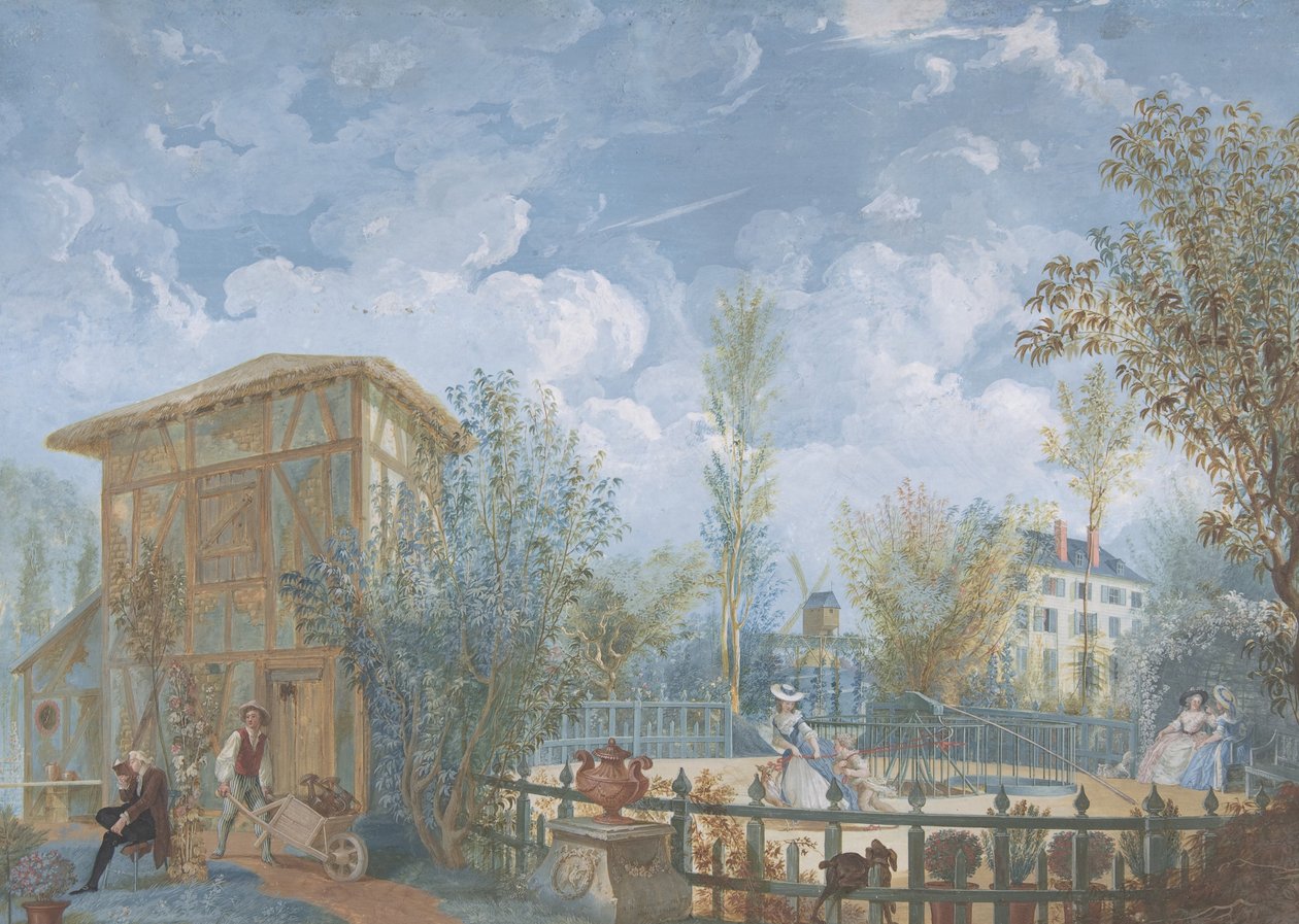 Figuren in een tuin, 1784 door Jean Démosthène Dugourc