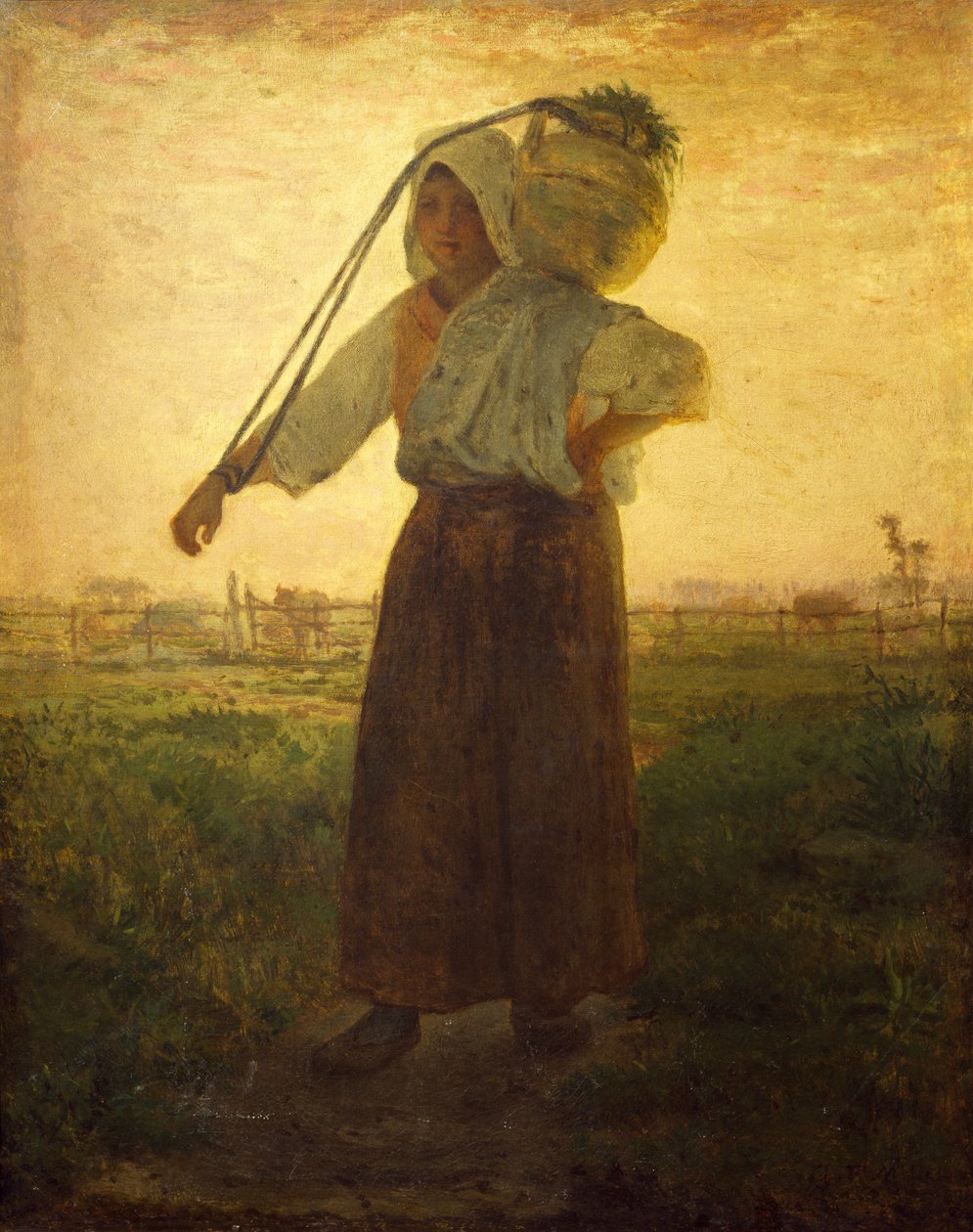 Normandische melkmeid in Greville door Jean Francois Millet