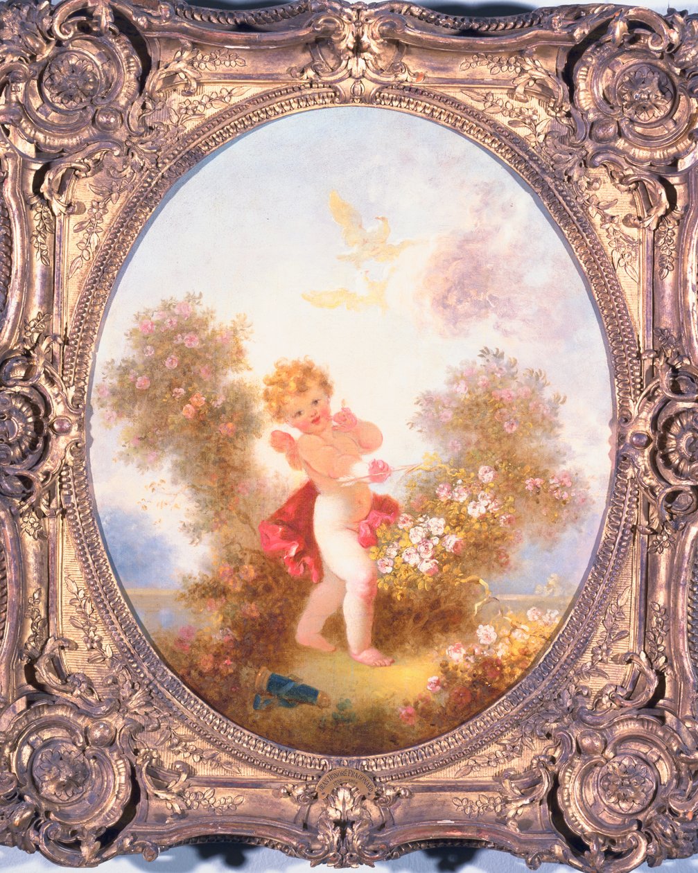 Cupido Tussen Rozen, of Liefde de Wacht door Jean Honore Fragonard