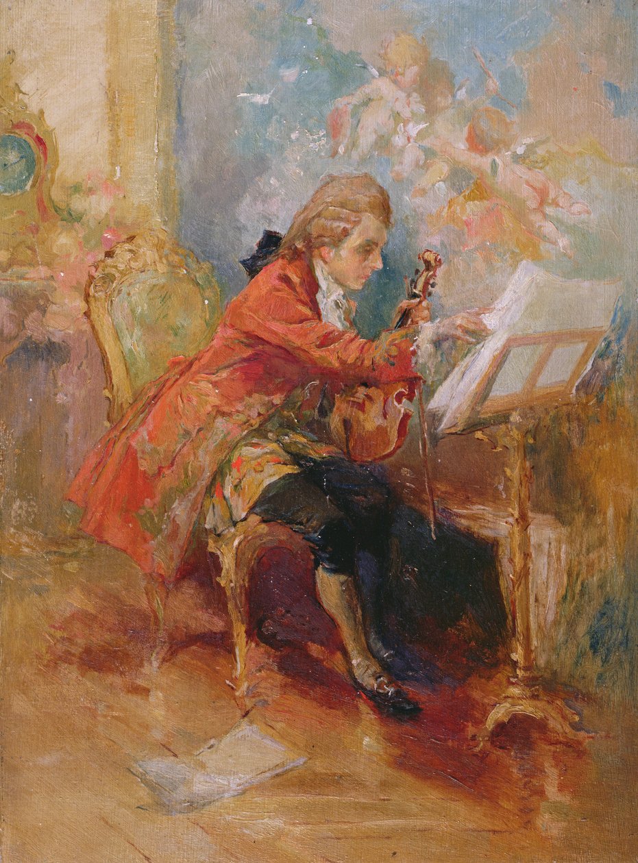 Mozart speelt viool door Jean Louis Ernest Meissonier