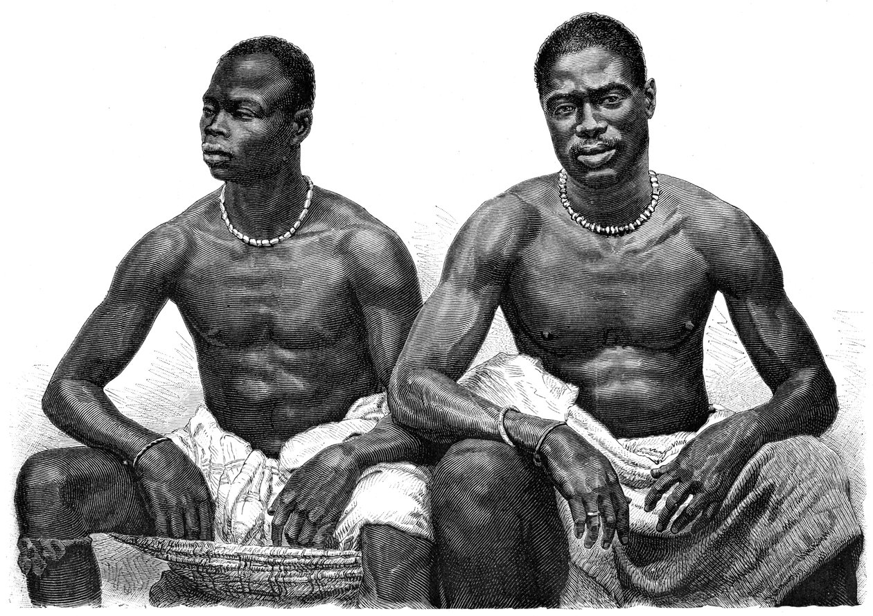 Twee mannen uit Assinie, Guinee, ca. 1860-1920 door Jean Andre Rixens