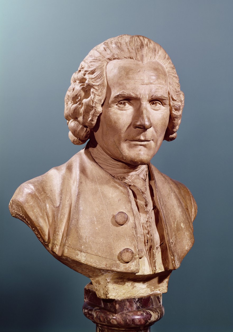 Buste van Jean-Jacques Rousseau (1712-78) (terracotta) door Jean Antoine Houdon