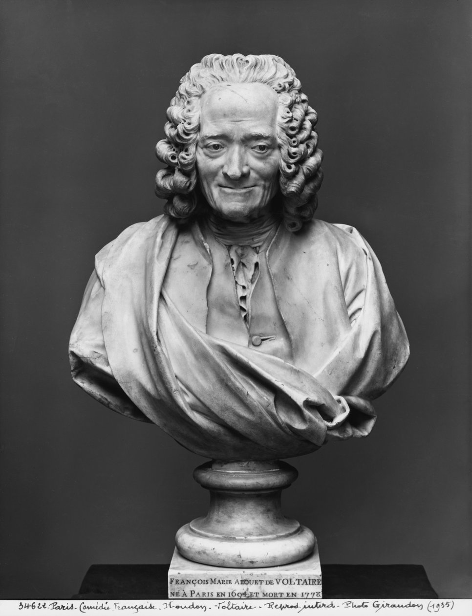 Buste van Voltaire door Jean Antoine Houdon