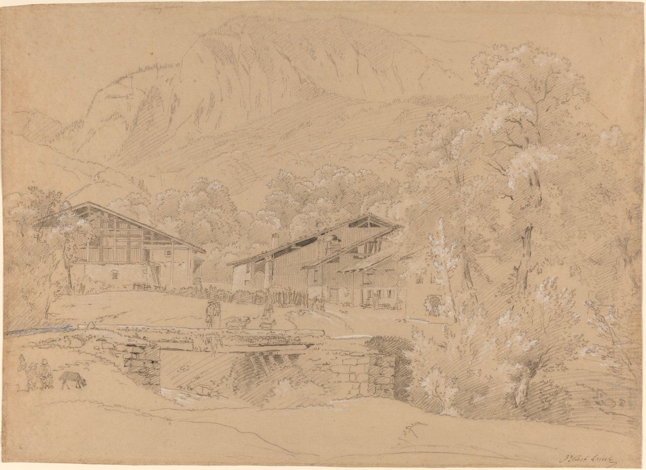 Een Alpen Dorp in de Zomer door Jean Antoine Linck