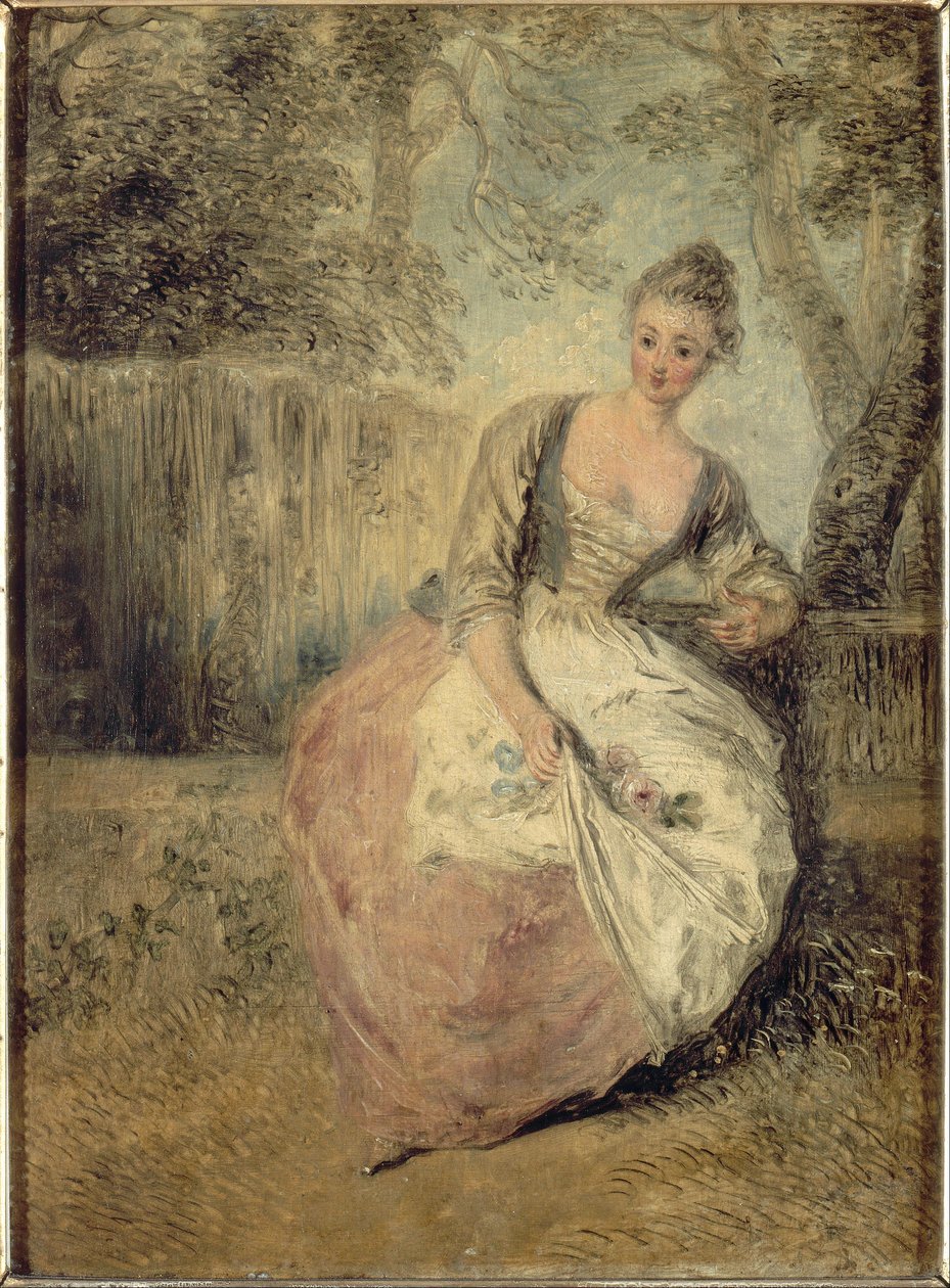 De rusteloze minnaar door Jean Antoine Watteau