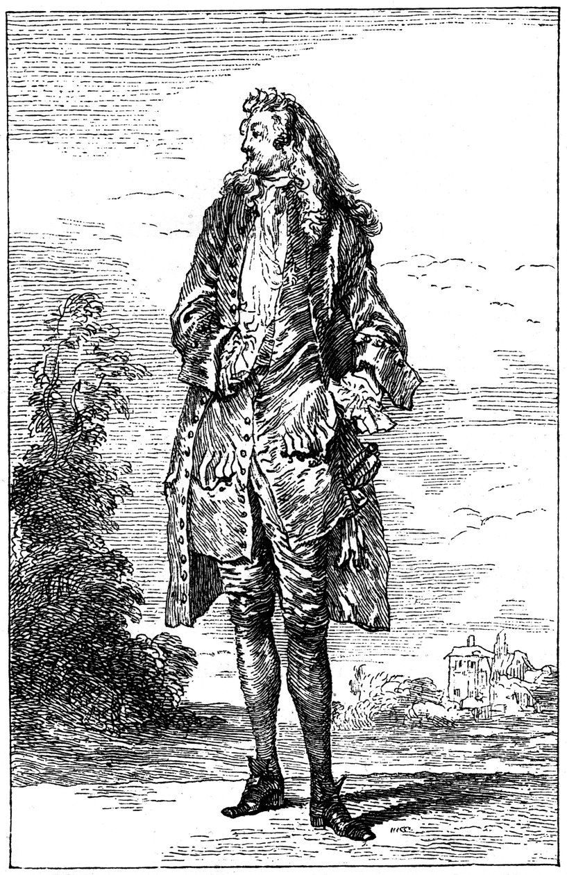 Man in Frans kostuum door Jean Antoine Watteau