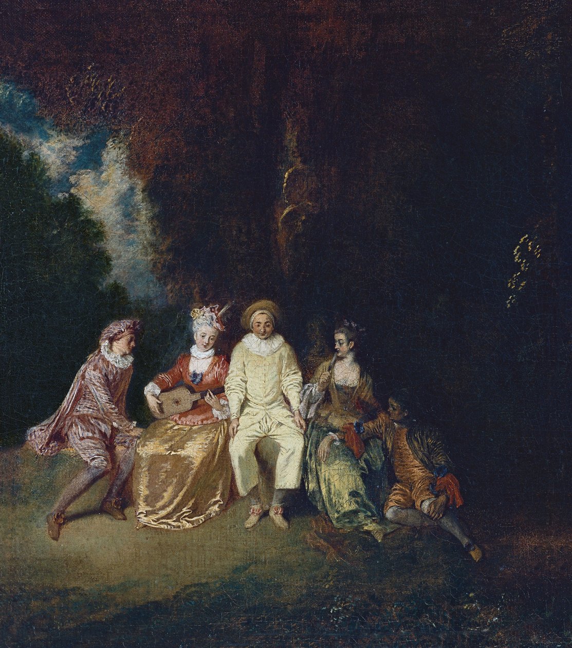 Pierrot Content, ca. 1712 door Jean Antoine Watteau