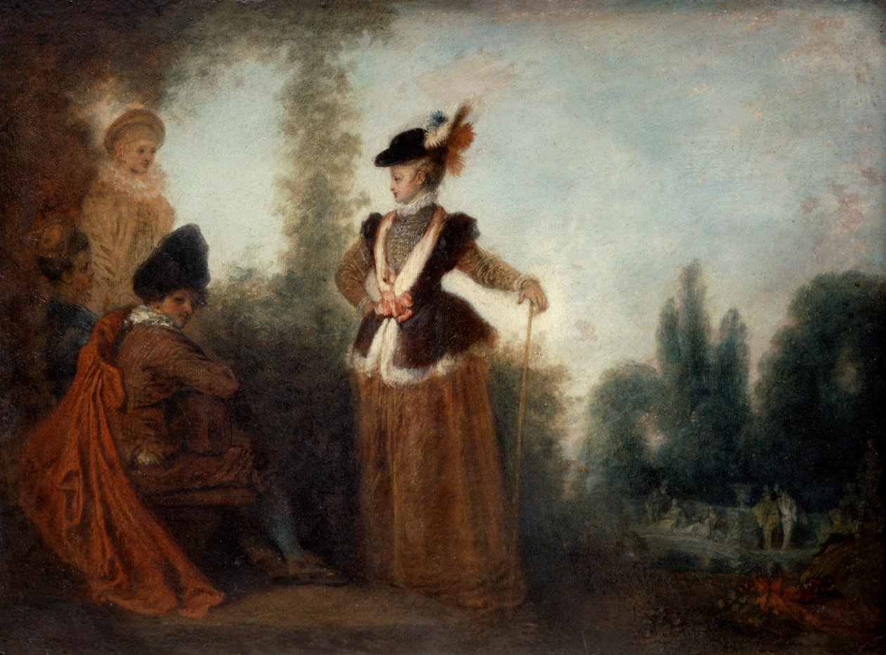 De Avonturierster door Jean Antoine Watteau