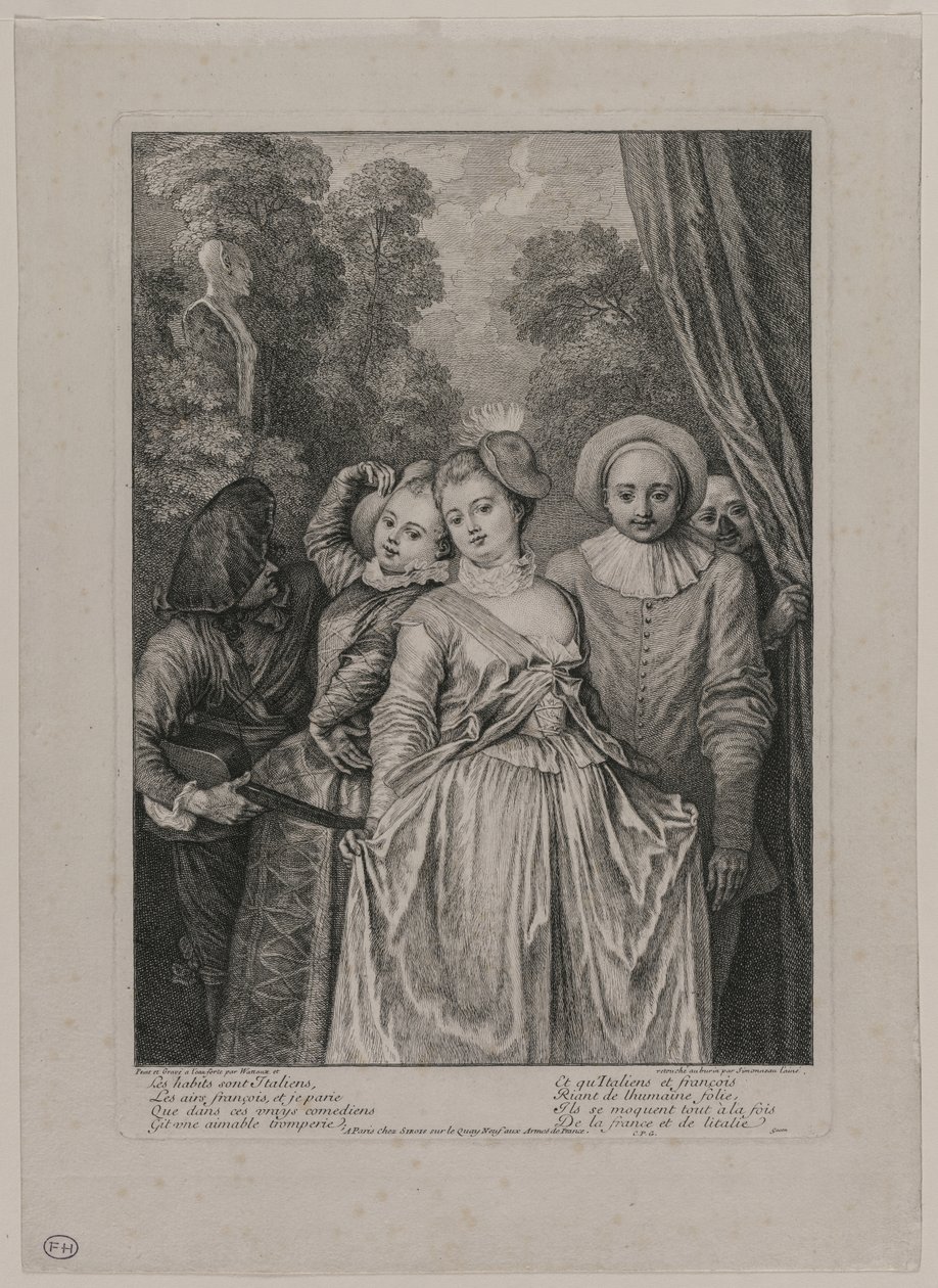 De Kleren zijn Italiaans door Jean Antoine Watteau