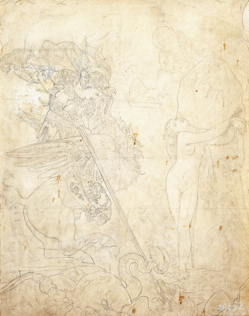 Roger en Angelique door Jean Auguste Dominique Ingres
