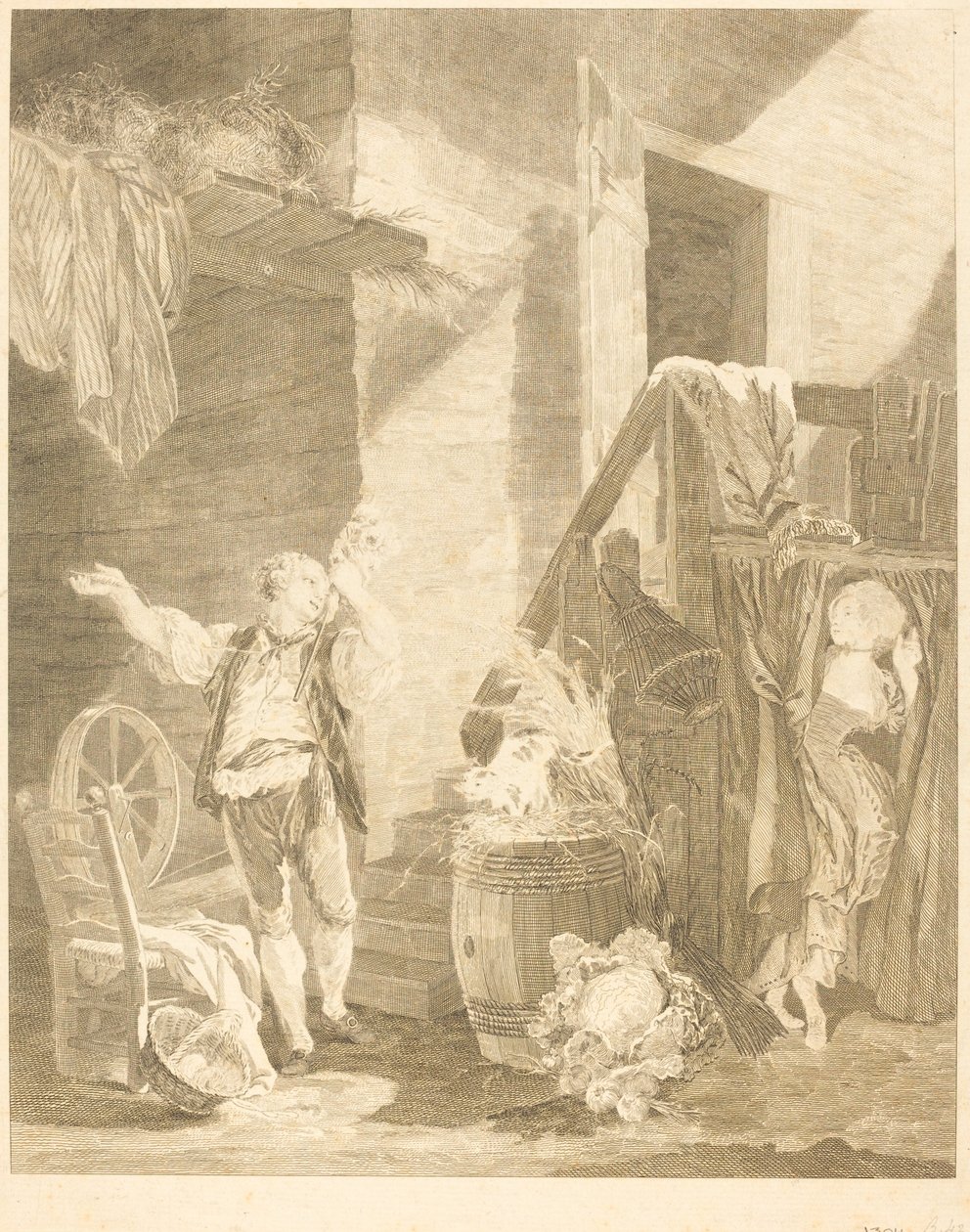 Roos en Colas door Jean Baptiste Blaise Simonet after Pierre Antoine Baudouin