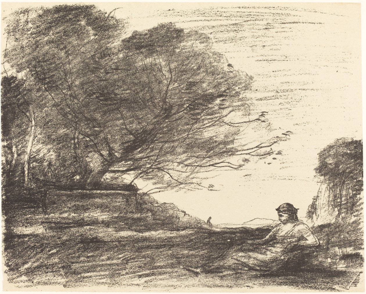 Sappho (Sapho) door Jean Baptiste Camille Corot