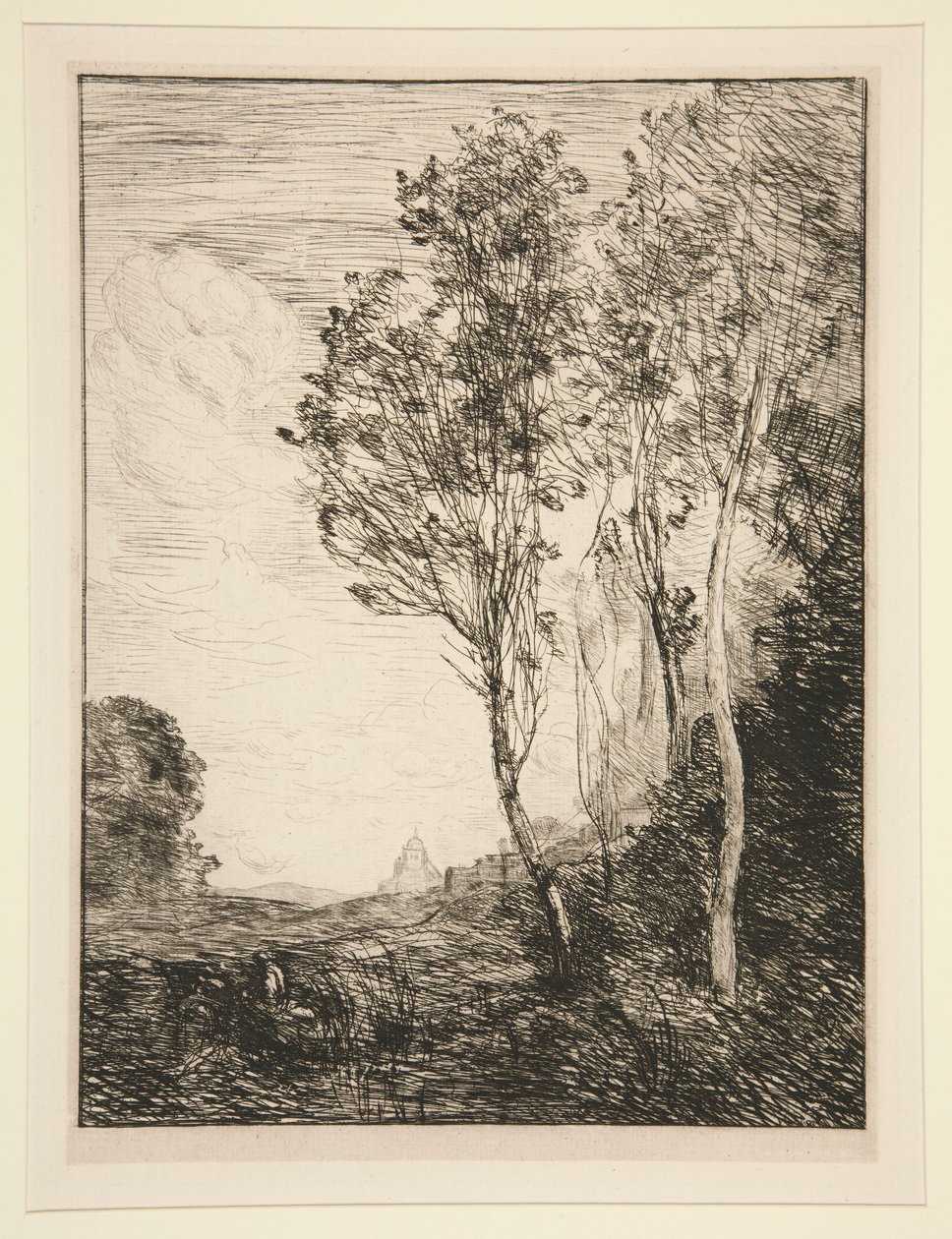 Souvenir d door Jean Baptiste Camille Corot