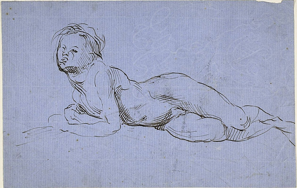 Jonge jongen liggend door Jean Baptiste Carpeaux