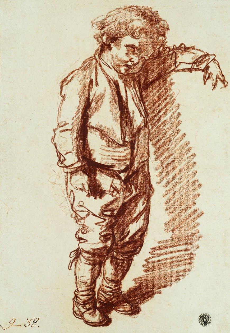 Een kleine jongen staand door Jean Baptiste Greuze