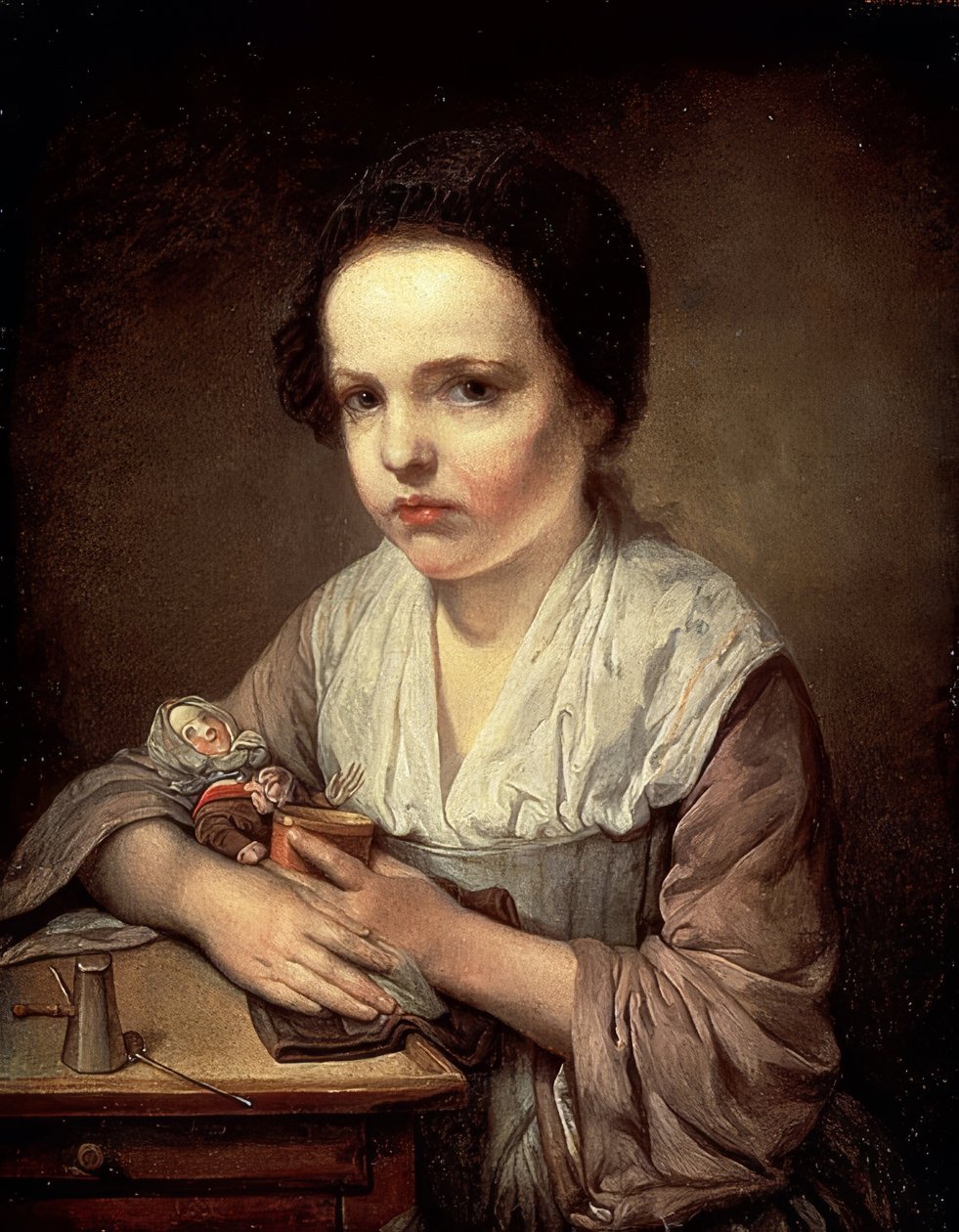 Meisje met pop door Jean Baptiste Greuze