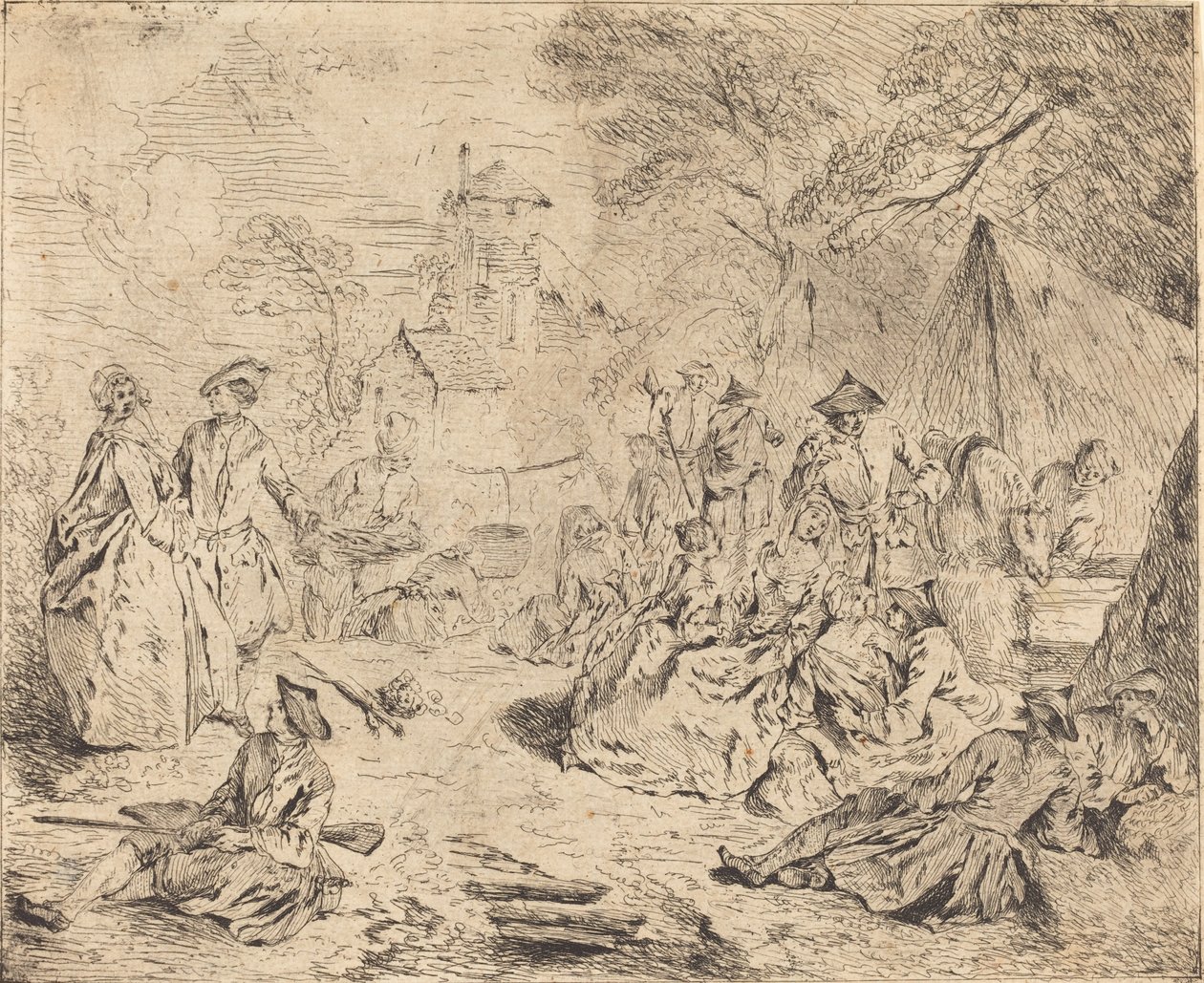 Rustende troepen door Jean Baptiste Joseph Pater