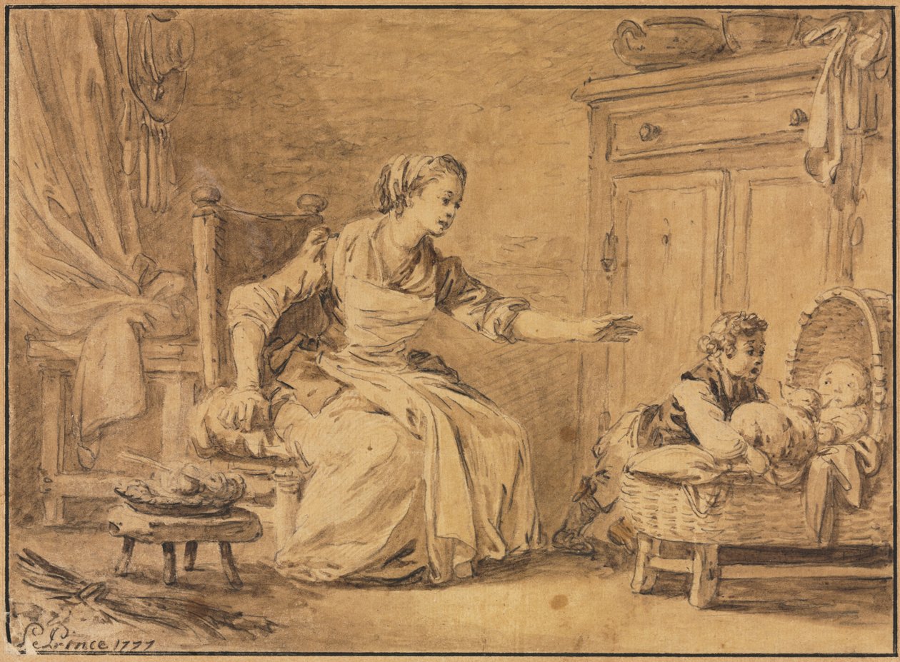 Moederlijke bezorgdheid, 1777 door Jean Baptiste Le Prince