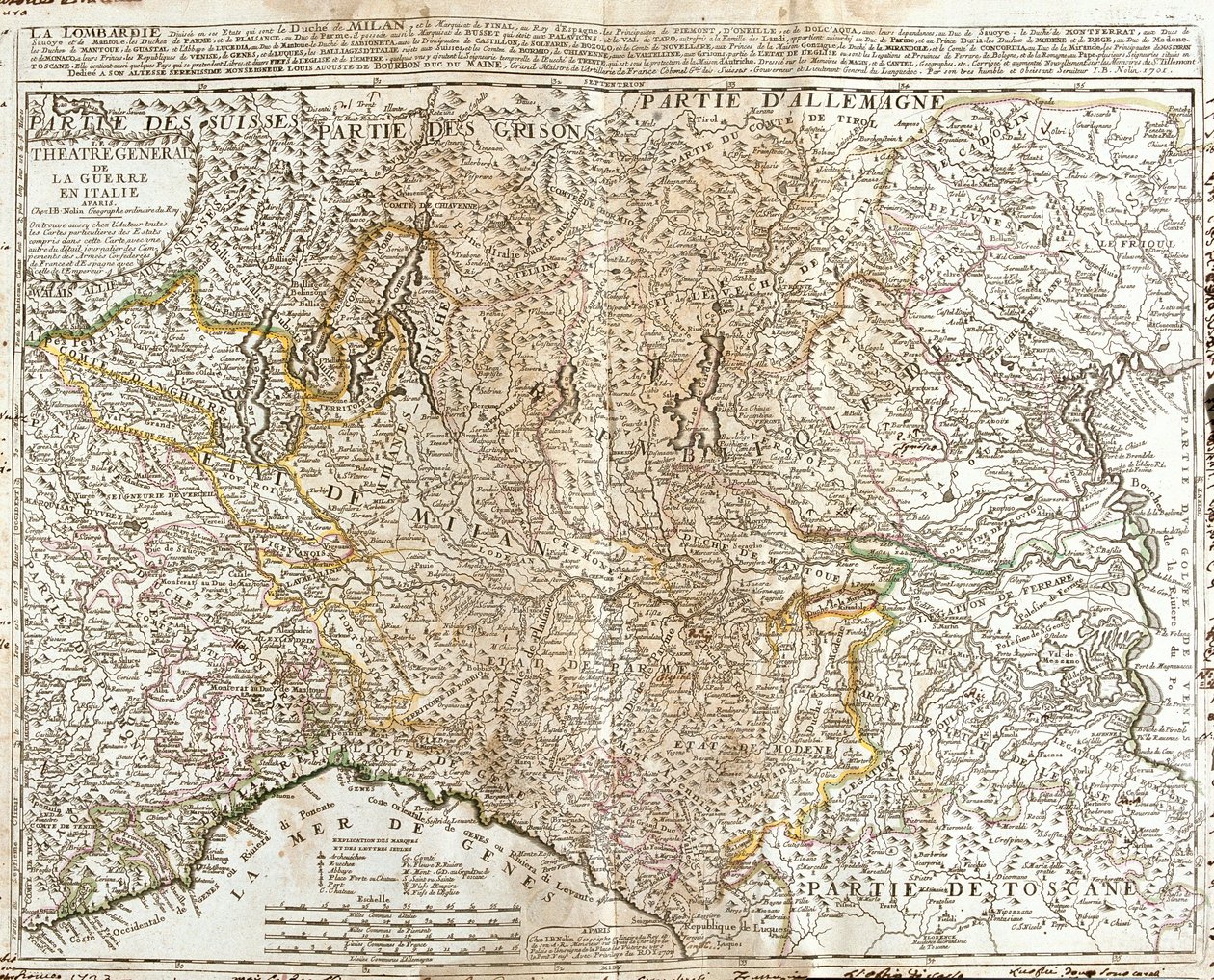 Kaart van Lombardije (Italië) door Jean Baptiste Nolin