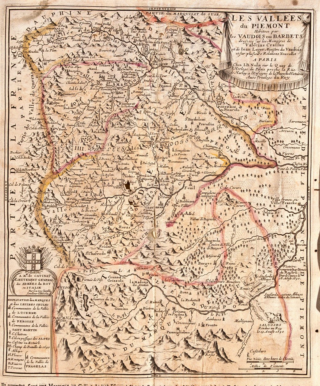 Kaart van Piëmont (Italië) door Jean Baptiste Nolin