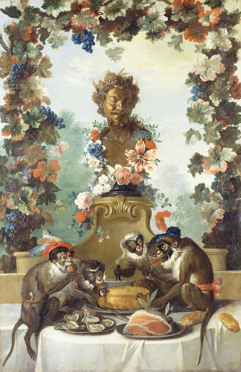 Het feest van de apen door Jean Baptiste Oudry