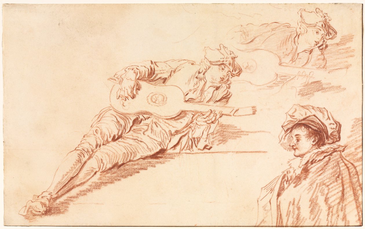 De Gitarist, 1720s door Jean Baptiste Pater