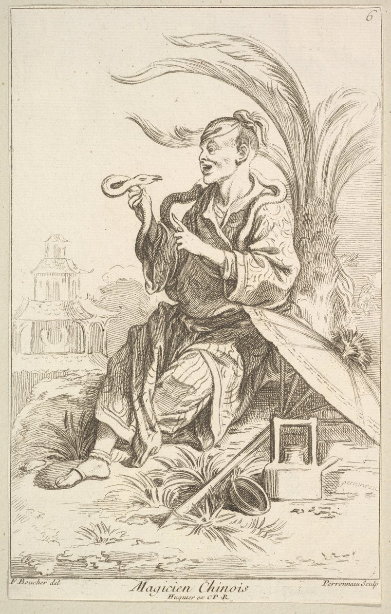 Chinese Tovenaar, 1738-45 door Jean Baptiste Perronneau
